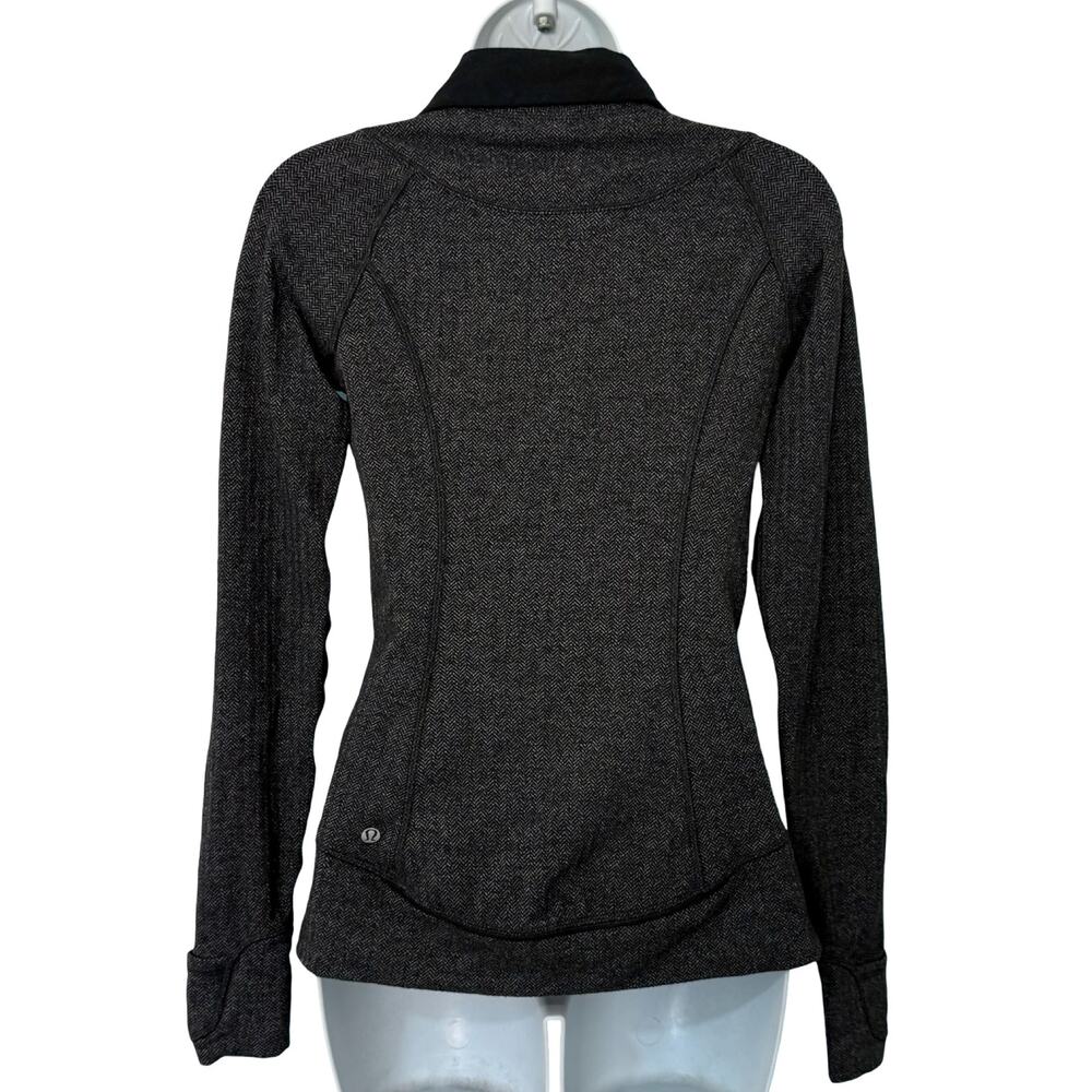 Lululemon Think Fast Heathered Herringbone Grey Black Long Sleeve Pullover Sz 4 - Picture 7 of 11